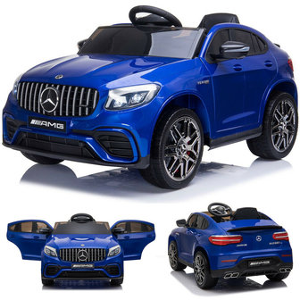 Elektrische Kinderauto Mercedes Benz GLC 63 S Blauw 12V Met Afstandsbediening FULL OPTIONS