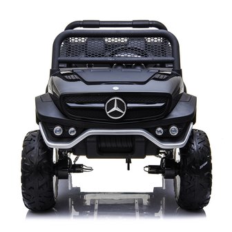 Elektrische Kinderauto Mercedes Benz Unimog Zwart 2 Persoons 4x4 met Mp4 Scherm en Afstandsbediening FULL OPTIONS