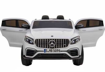 Elektrische Kinderauto Mercedes Benz GLC 63 S Wit 2 Persoons 12V Met Afstandsbediening FULL OPTIONS