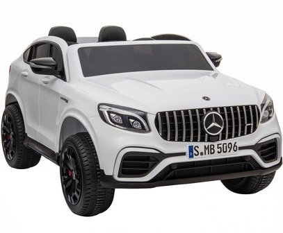 Elektrische Kinderauto Mercedes Benz GLC 63 S Wit 2 Persoons 12V Met Afstandsbediening FULL OPTIONS