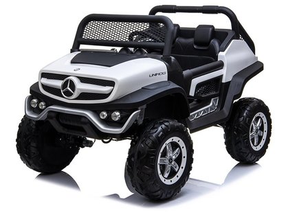 Elektrische Kinderauto Mercedes Benz Unimog Wit 2 Persoons 4x4 met Mp4 Scherm en Afstandsbediening FULL OPTIONS