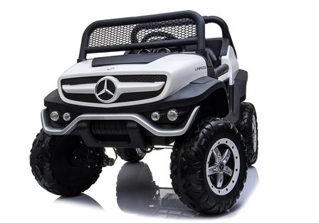 Elektrische Kinderauto Mercedes Benz Unimog Wit 2 Persoons 4x4 met Mp4 Scherm en Afstandsbediening FULL OPTIONS