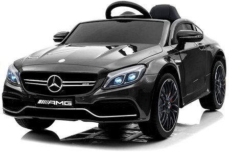 Elektrische Kinderauto Mercedes-Benz C63 AMG Zwart 12V Met Afstandsbediening FULL OPTION