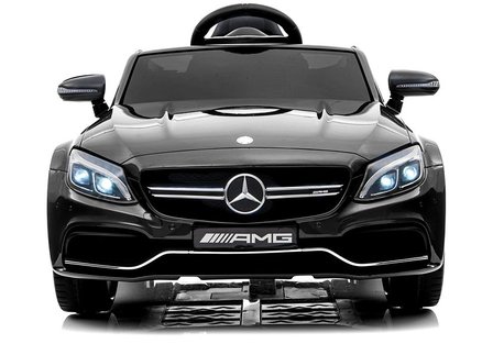 Elektrische Kinderauto Mercedes-Benz C63 AMG Zwart 12V Met Afstandsbediening FULL OPTION