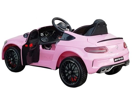 Elektrische Kinderauto Mercedes-Benz C63 AMG Roze 12V Met Afstandsbediening FULL OPTION