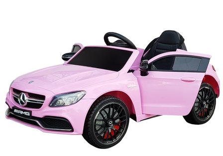 Elektrische Kinderauto Mercedes-Benz C63 AMG Roze 12V Met Afstandsbediening FULL OPTION