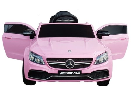 Elektrische Kinderauto Mercedes-Benz C63 AMG Roze 12V Met Afstandsbediening FULL OPTION