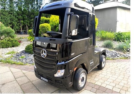 Elektrische Kinder vrachtauto Mercedes Actross Truck 4x4 Zwart 24V Met Afstandsbediening FULL OPTIONS