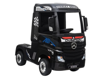 Elektrische Kinder vrachtauto Mercedes Actross Truck 4x4 Zwart 24V Met Afstandsbediening FULL OPTIONS