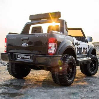 Elektrische Politie Kinderauto Ford Raptor Zwart 2 persoons 12V Met Afstandsbediening FULL OPTION