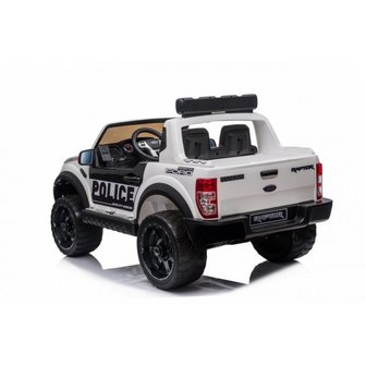 Elektrische Politie Kinderauto Ford Raptor 4x4 Wit 2 persoons 24V Met Afstandsbediening FULL OPTION