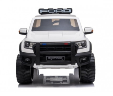 Elektrische Politie Kinderauto Ford Raptor 4x4 Wit 2 persoons 24V Met Afstandsbediening FULL OPTION