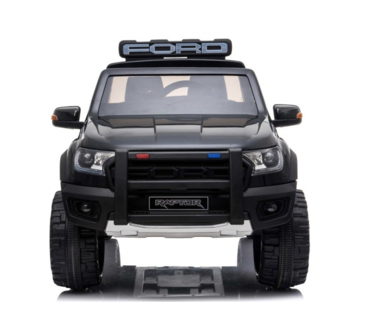 Elektrische Politie Kinderauto Ford Raptor 4x4 Zwart 2 persoons 24V Met Afstandsbediening FULL OPTION
