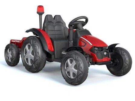 Elektrische Kinderauto Tractor Rood met aanhangwagen 