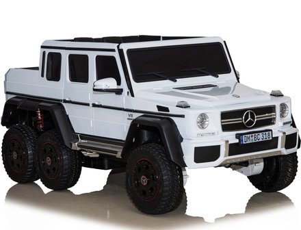 Elektrische Kinderauto Mercedes-Benz G63 AMG 6x6 Wit 24V Met Afstandsbediening FULL OPTION