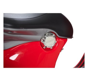 Elektrische Kinderscooter Vespa 946 Primavera GTS Rood 12V met Windscherm en Lederen zitting 