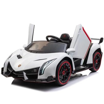 Elektrische Kinderauto Lamborghini Veneno 4x4 Wit 2 persoons 24V Met Afstandsbediening FULL OPTION