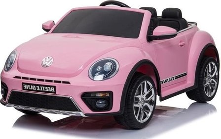 Elektrische Kinderauto Volkswagen Beetle Dune Roze 12V Met Afstandsbediening FULL OPTIONS