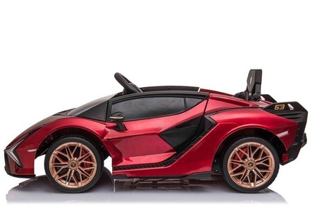 Elektrische Kinderauto Lamborghini Sian Rood 12V Met Afstandsbediening EVA banden en metallic lak