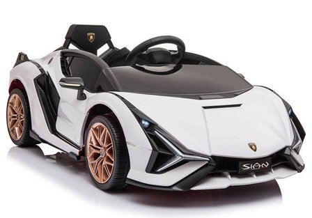 Elektrische Kinderauto Lamborghini Sian Wit 12V Met Afstandsbediening EVA banden en metallic lak