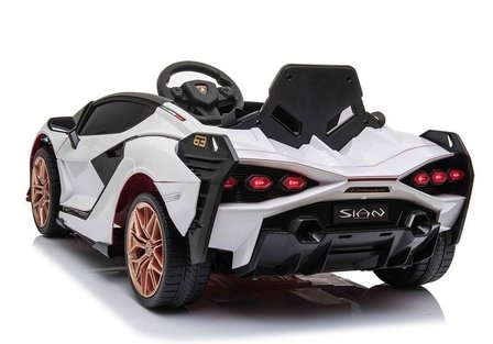 Elektrische Kinderauto Lamborghini Sian Wit 12V Met Afstandsbediening EVA banden en metallic lak