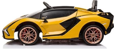 Elektrische Kinderauto Lamborghini Sian Geel 12V Met Afstandsbediening EVA banden 