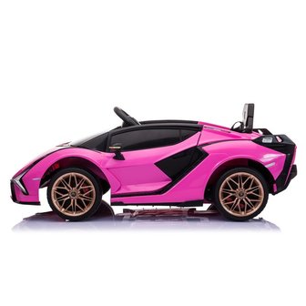 Elektrische Kinderauto Lamborghini Sian Roze 12V Met Afstandsbediening EVA banden en metallic lak