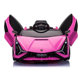 Elektrische Kinderauto Lamborghini Sian Roze 12V Met Afstandsbediening EVA banden en metallic lak