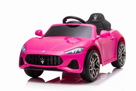 Elektrische Kinderauto Maserati Roze 12V Met Afstandsbediening en EVA banden en leren zitje 
