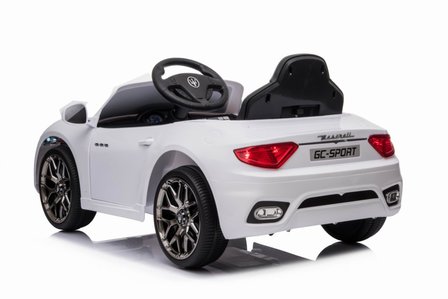 Elektrische Kinderauto Maserati Wit 12V Met Afstandsbediening en EVA banden en leren zitje 