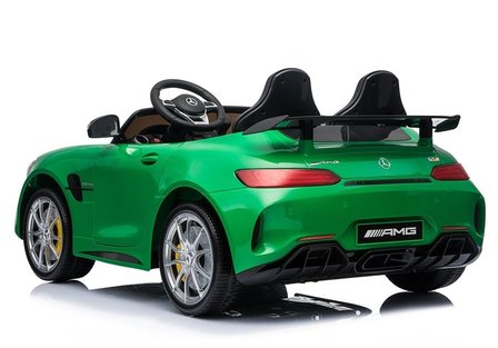 Elektrische Kinderauto Mercedes Benz GT R Groen 2 Persoons Auto 24V Met Afstandsbediening FULL OPTIONS