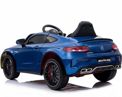 Elektrische Kinderauto Mercedes-Benz C63 AMG Blauw 12V Met Afstandsbediening FULL OPTION