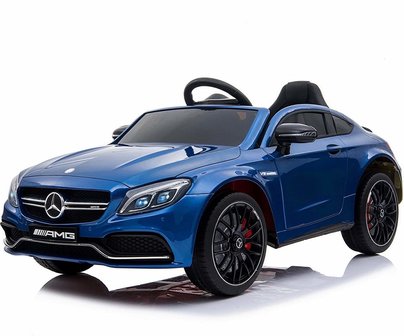 Elektrische Kinderauto Mercedes-Benz C63 AMG Blauw 12V Met Afstandsbediening FULL OPTION