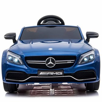 Elektrische Kinderauto Mercedes-Benz C63 AMG Blauw 12V Met Afstandsbediening FULL OPTION