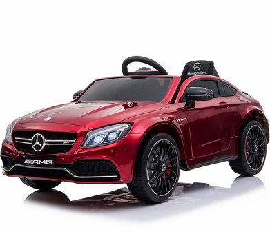 Elektrische Kinderauto Mercedes-Benz C63 AMG Rood 12V Met Afstandsbediening FULL OPTION