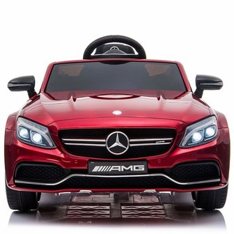 Elektrische Kinderauto Mercedes-Benz C63 AMG Rood 12V Met Afstandsbediening FULL OPTION