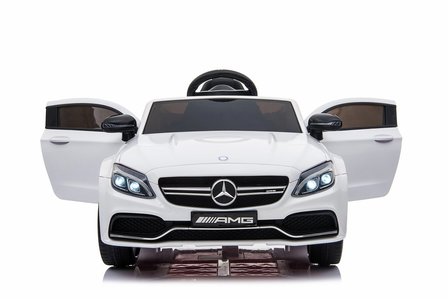 Elektrische Kinderauto Mercedes-Benz C63 AMG Wit 12V Met Afstandsbediening FULL OPTION