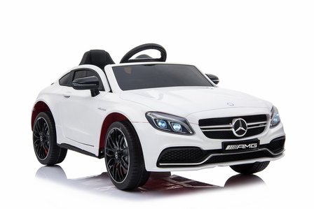 Elektrische Kinderauto Mercedes-Benz C63 AMG Wit 12V Met Afstandsbediening FULL OPTION