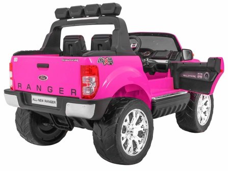 Elektrische Kinderauto Ford Ranger F650 4x4 Roze 2 persoons 24V MP4 Scherm Met Afstandsbediening FULL OPTION