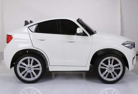  Elektrische Kinderauto BMW X6M Wit 12V Met Afstandsbediening 2 Persoons Auto