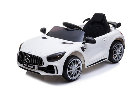 Elektrische Kinderauto Mercedes-Benz GTR AMG Wit 12V Met Afstandsbediening FULL OPTIONS