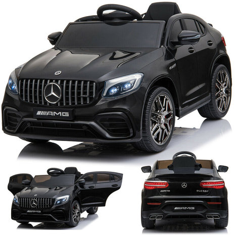 Elektrische Kinderauto Mercedes Benz GLC 63 S Zwart 12V Met Afstandsbediening FULL OPTIONS