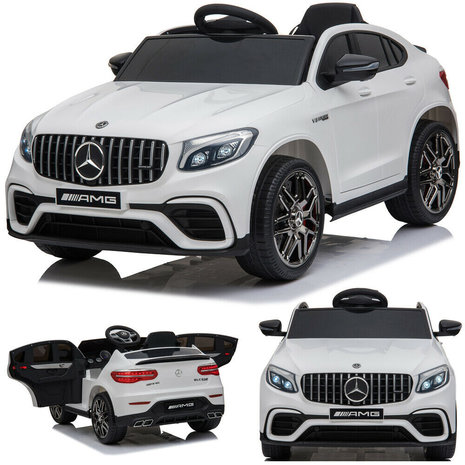 Elektrische Kinderauto Mercedes Benz GLC 63 S Wit 12V Met Afstandsbediening FULL OPTIONS