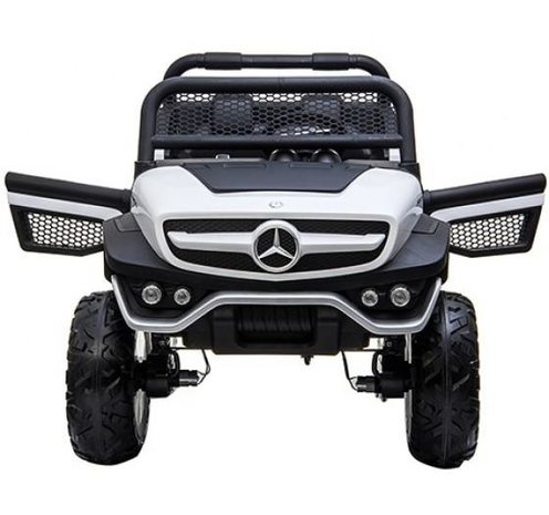 Elektrische Kinderauto Mercedes Benz Unimog Wit 2 Persoons 4x4 met Mp4 Scherm en Afstandsbediening FULL OPTIONS