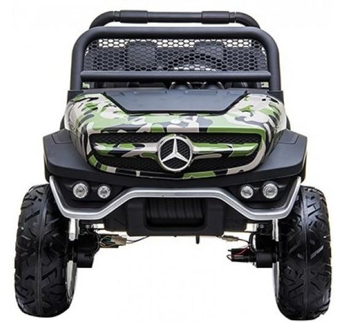 Elektrische Kinderauto Mercedes Benz Unimog Camouflage 2 Persoons 4x4 met Mp4 Scherm en Afstandsbediening FULL OPTIONS