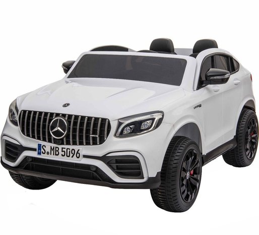 Elektrische Kinderauto Mercedes Benz GLC 63 S Wit 2 Persoons 12V Met Afstandsbediening FULL OPTIONS