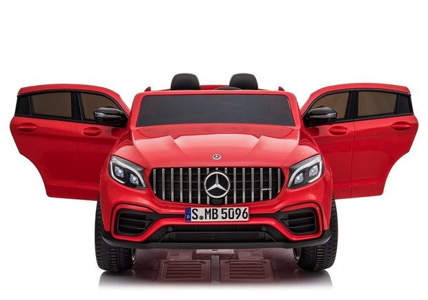 Elektrische Kinderauto Mercedes Benz GLC 63 S Rood 2 Persoons 12V Met Afstandsbediening FULL OPTIONS