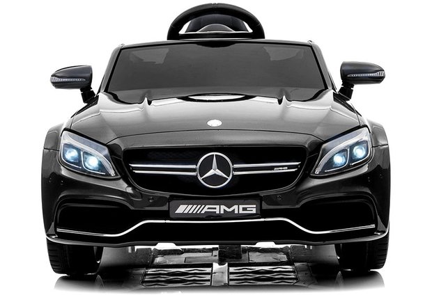 Elektrische Kinderauto Mercedes-Benz C63 AMG Zwart 12V Met Afstandsbediening FULL OPTION