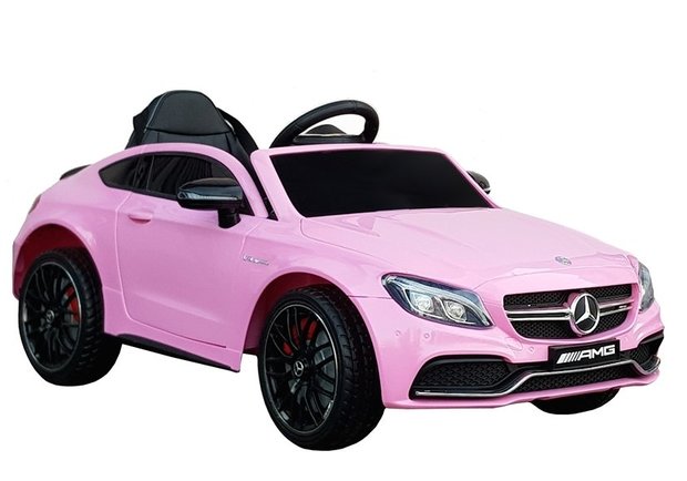 Elektrische Kinderauto Mercedes-Benz C63 AMG Roze 12V Met Afstandsbediening FULL OPTION