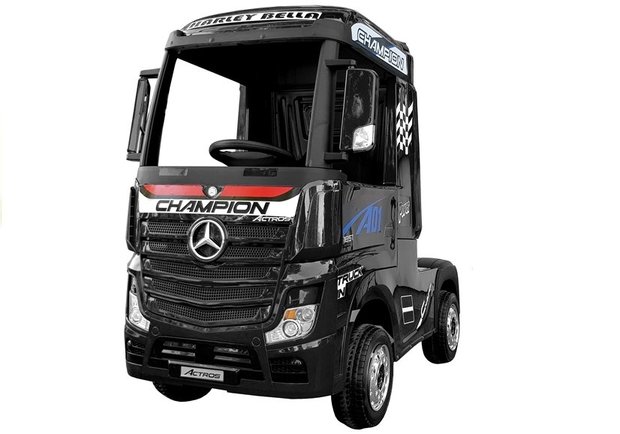 Elektrische Kinder vrachtauto Mercedes Actross Truck 4x4 Zwart 24V Met Afstandsbediening FULL OPTIONS